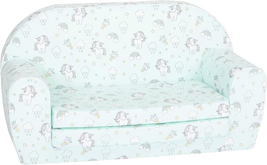 Delsit Kids Couch for Toddlers - 2 in 1 Convertible Foam Sofa to Lounger, Comfy Flip Out Lounge Chair for Children, Made in Europe