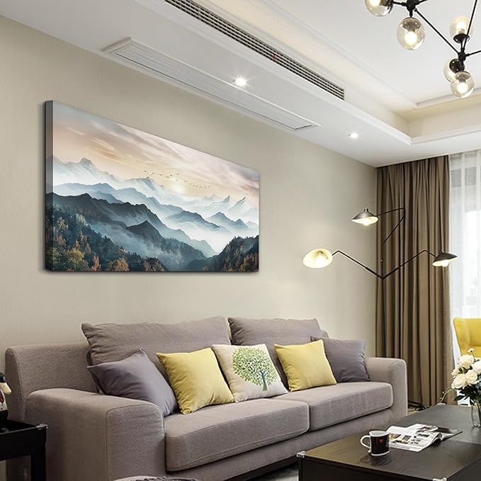 Lapremoly Large Wall Art For Living Room Canvas Wall Decor For Office Bedroom Wall Decoration Fog Forest Wall Painting Mountain Landscape Wall Prints Pictures Artwork Modern Home Decor 30 X 60 in
