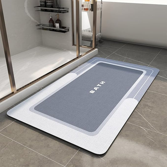 MontVoo-Bath Mat-Bathroom Mat Rug Non Slip Super Absorbent Stain Resistant Quick Dry Thin Bathroom Rug-Bath Mats for Bathroom Floor Bathtub Vanity-Bathmat Bath Rug Easy Care 17"x35" Blue