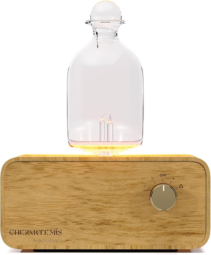 AromaMobi Portable Waterless Aroma Diffuser for Home & Travel Use | Rechargeable Essential Oil Nebulizer with 4 Timer Modes & Instant Fragrance | Wood & Glass Diffuser | Gift Ready [Aria]