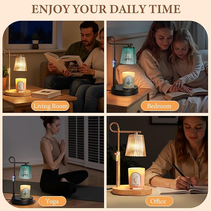 Candle Warmer Lamp with Timer Dimmer, Adjustable Height Wax Warmer Lamp for Jar Candle, Wax Melter House Warming Gifts New Home Décor, Birthday Gifts for Women Mom (Gold)