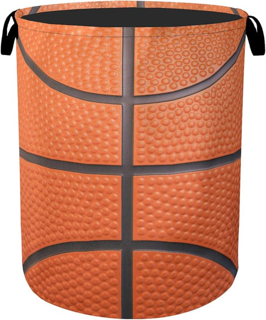 Basketball Laundry Basket with Handles - Extra Large Foldable Hamper for Bathroom/Laundry/Bedroom/Dorm, Washable Fabric Storage Bin