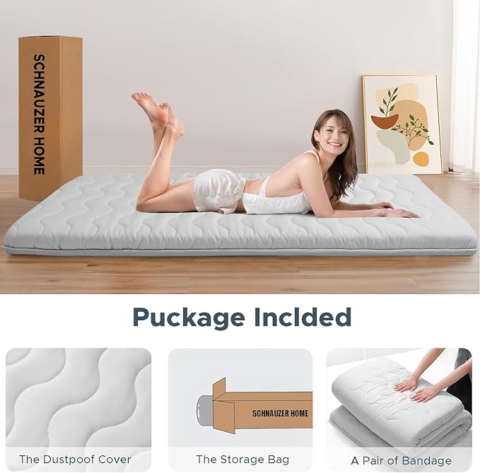 Japanese Floor Mattress, 100% High Density Comfortable Foam, 4" Thicken Foldable Mattress Tatami Mat Sleeping Pad, Ideal for Comfort and Support, Kids Floor Lounger Pillow Bed Sofa (Twin）