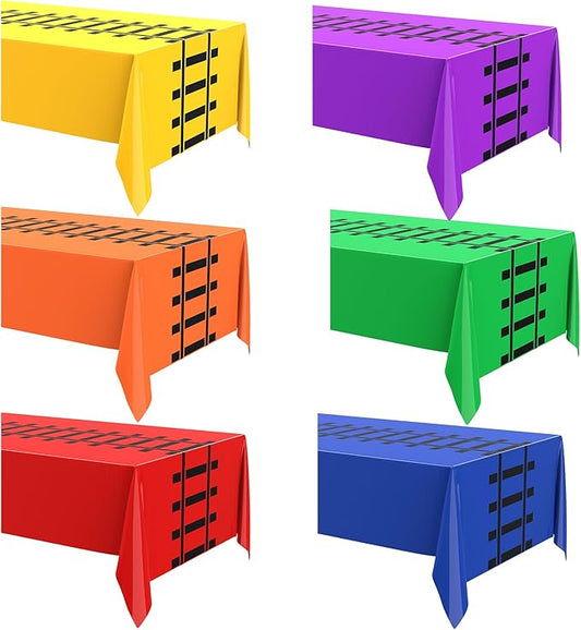 6 Pcs Train Party Decorations Railroad Track Tablecloths Train Birthday Party Supplies 54 x 108 Inch Plastic Table Covers for Railroad Track Western Theme Birthday (Multicolor)