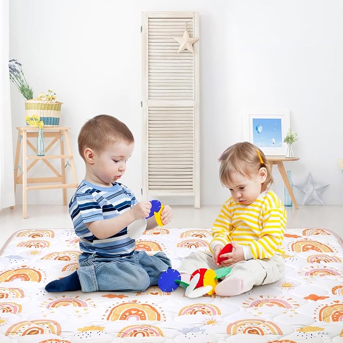 Baby Play Mat for Floor 50 * 50 inch, Extra Thick Soft Cushioning Foam Mat for Kids, Non Slip & Washable Crawling Mat for Toddler, Padded Play Mat for Baby Tummy Time
