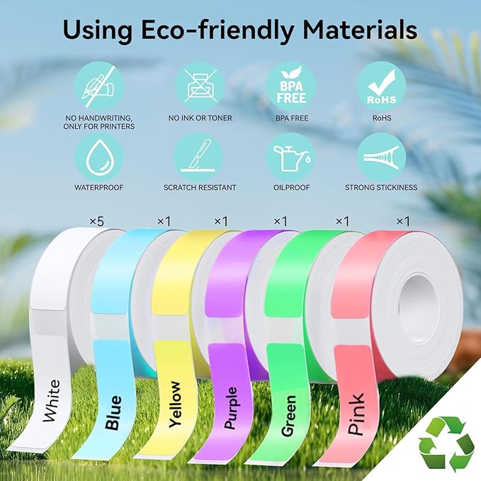 Label Maker Tape Refill 15mm 0.47 Standard Laminated Thermal Label Tape Replacement 0.59"×1.57"(15×40mm), 1650 Labels/10Rolls/Pack, High Definition Labeling Tape for Home Office School Hotel