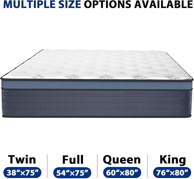 inight Queen Mattress, 12 Inch Queen Szie Mattress in a Box, Memory Foam Hybrid Mattress for Cool Night, Medium Firm Support Pocket Springs for Motion Isolation and Pressure Relief, 180 Night Trial