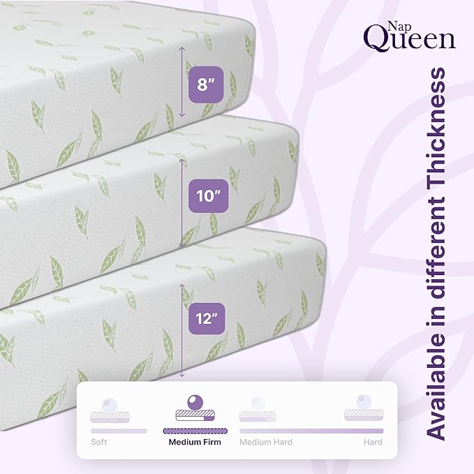 NapQueen Full Size, 12 Inch Anula Green Tea Infused Memory Foam Mattress, Bed in a Box, CertiPUR-US Certified Mattress