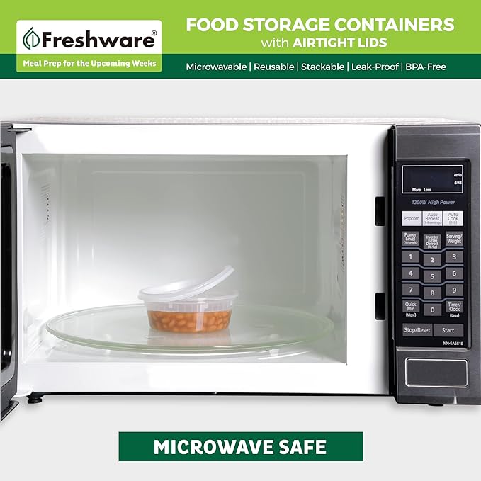 Freshware Food Storage Containers [240 Set] 8 oz Plastic Deli Containers with Lids, Slime, Soup, Meal Prep Containers, BPA Free, Stackable, Leakproof, Microwave, Dishwasher and Freezer Safe