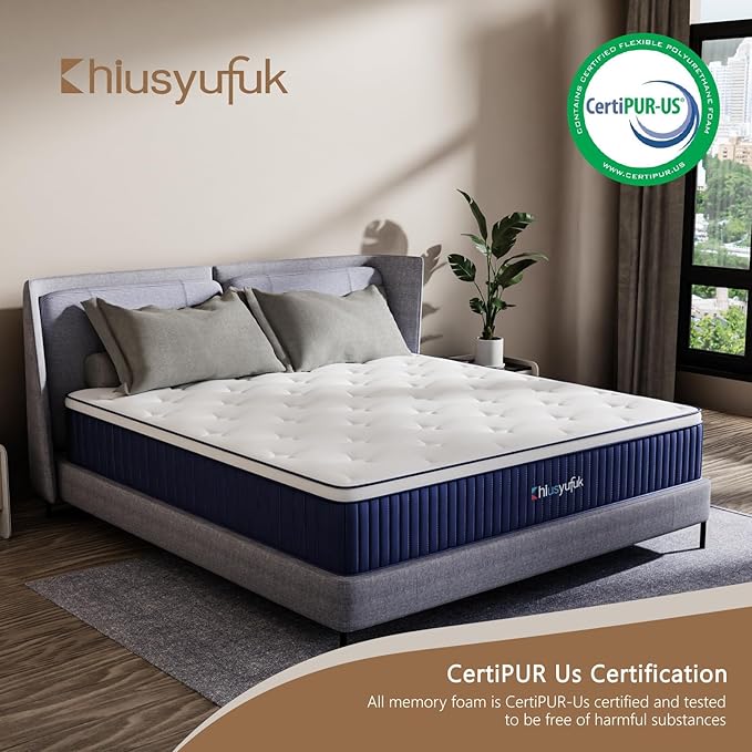 12 Inch Queen Size Mattress in a Box,Hybrid Mattress,Gel Memory Foam Individually Wrapped Pocket Coils Innerspring Pressure Relief,Soft,CertiPUR-US Certified,Fiberglass-Free