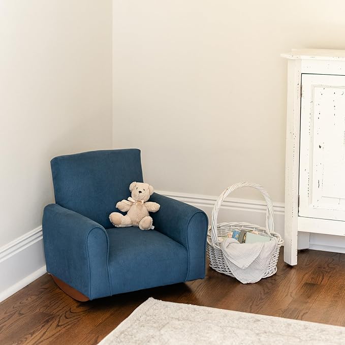 Kid Rocking Chair for Toddlers, Child Chair for Little Kids, Upholstered Toddler Armchair for Children, Comfy and Cute Little Kid Chairs (Rockers, Navy)