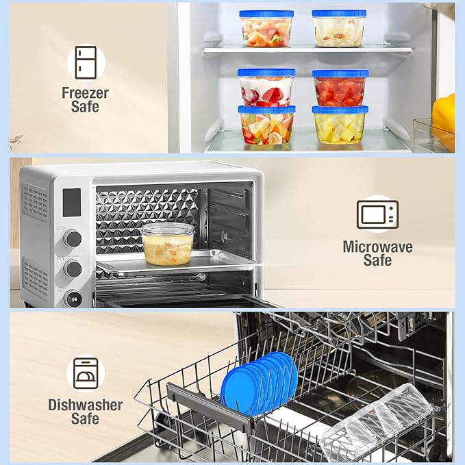 Freezer Storage Containers 6 Pack-16 Oz Deli Containers with Lids BPA Free Microwave and Dishwasher Safe,Food Storage Containers with Lids,Soup Containers for Oats/Salad