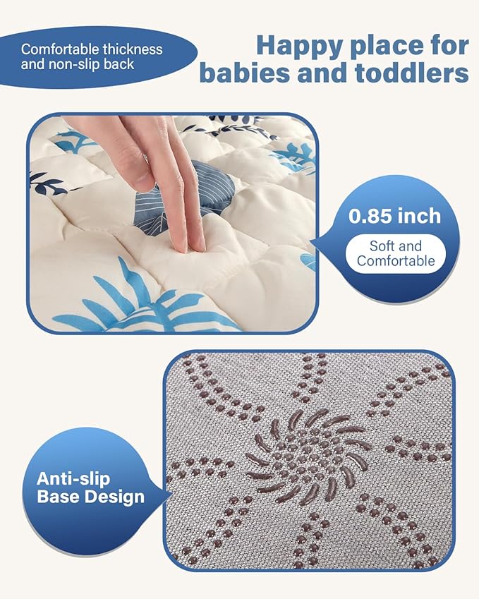 Baby Play Mats for Floor, 50x50 Playpen Mat, Thicken Cushioning Padding Foam Playmate for Baby and Toddlers Infants, Non-Slip & Machine Washable Tummy Time Mat