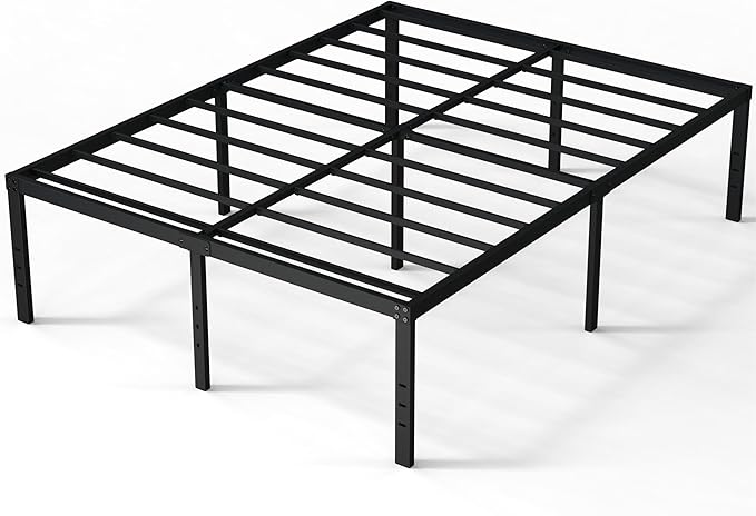20 Inch Queen Bed Frame No Box Spring Needed, Heavy Duty Metal Queen Platform Bed Frame Support Up to 3000 lbs, Easy Assembly, Noise Free, Black