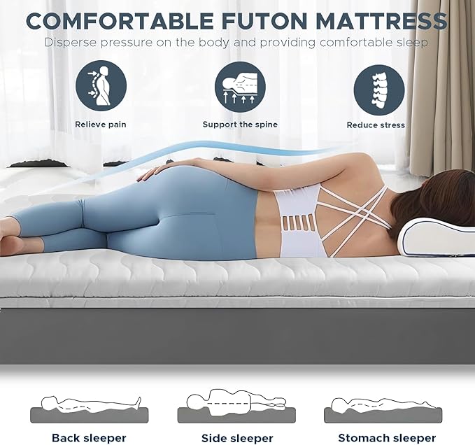 Japanese Floor Mattress, 100% High Density Comfortable Foam, 4" Thicken Grey Foldable Mattress Tatami Mat Sleeping Pad, Ideal for Comfort and Support, Kids Floor Lounger Pillow Bed Sofa (Queen）