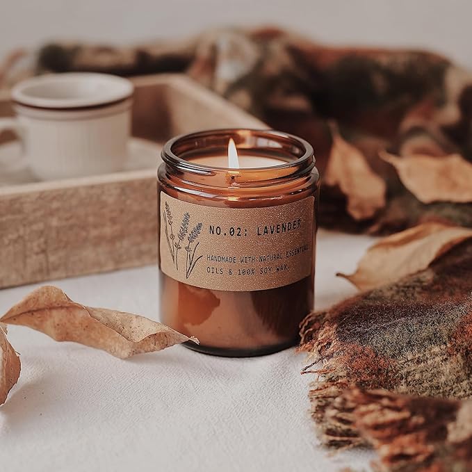 Aromatherapy Candles for Home Scented, Candle Gift Set for Stress Relief | Meditation | Yoga | SPA | Relaxing, Amber Jar Candles for Women, Birthday, Valentine, Mother's Day, 7.1 oz - Pack of 4