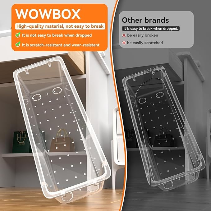 WOWBOX 32 PCS Clear Plastic Drawer Organizer Set, 4 Sizes Desk Drawer Organization and Storage Containers for Makeup, Cosmetics, Jewelry and Gadgets in Kitchen, Bathroom, Bedroom, Office, Clear