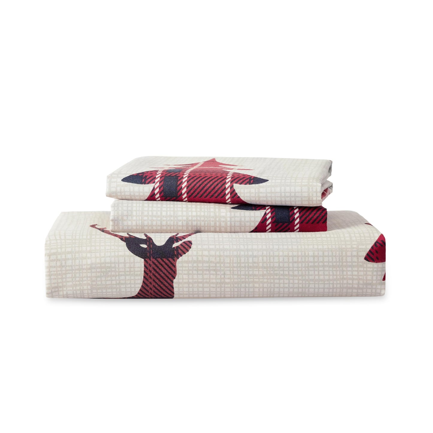 Bedsure King Size Christmas Duvet Cover Set - Festive Bedding Collection Featuring a Reversible Red Plaid Buffalo Check Design, Includes 1 Duvet Cover and 2 Pillow Shams (King, Reindeer)