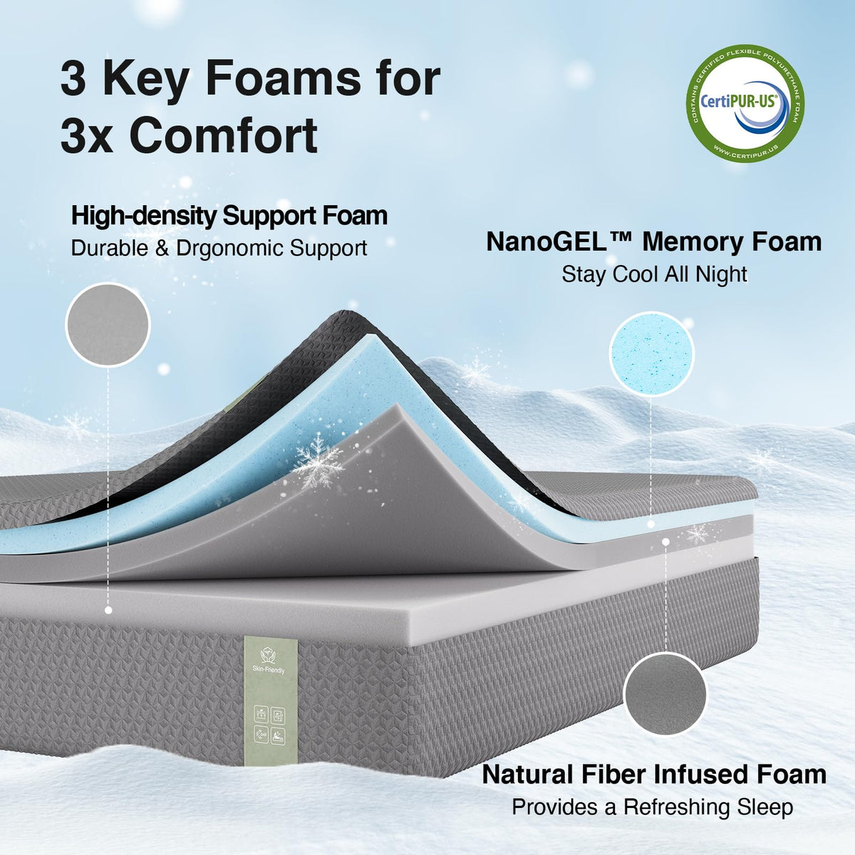 Novilla King Size Mattress, 12 Inch Memory Foam Mattress for Cool Night