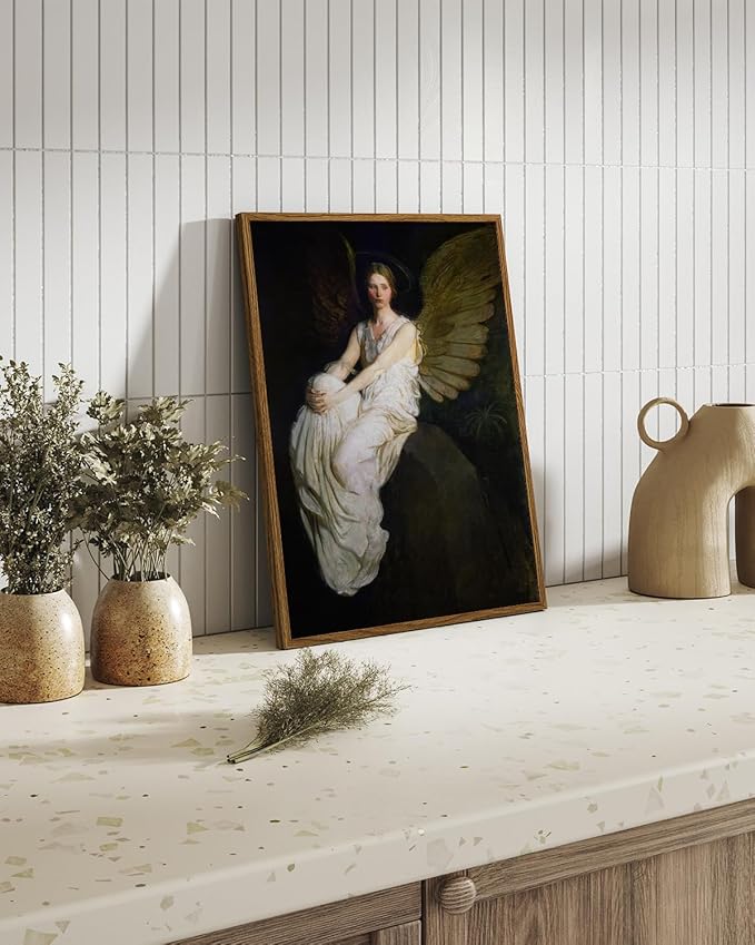 InSimSea Framed Wall Art for Living Room Home DecorStevenson Angel Vintage America Country Memorial Classical Oil Painting Prints Decorative for Living Room Bedroom Office Wall Decor 12x16in