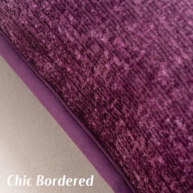 FUTEI Purple Chenille Throw Pillow Covers 22x22 Inch Set of 2,Soft Cozy Bound Edge Design Cushion Case,Home Decor for Couch Bed Living Room