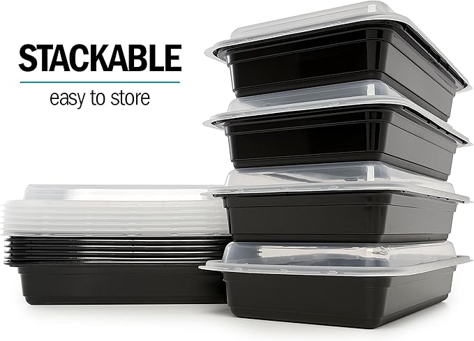 Igluu Meal Prep Containers [30 pack] 1 Compartment with Airtight Lids - Plastic Food Storage Bento Box - BPA Free - Reusable Lunch Boxes - Microwavable, Freezer and Dishwasher Safe (28 oz)