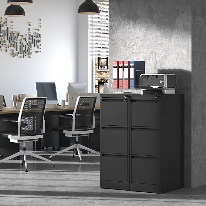 3 Drawer File Cabinet,Metal Filing Cabinets for Home Office,Vertical File Cabinet with Lock,Heavy Duty Metal Storage Cabinet for A4/Letter/Legal Size Files,Assembly Required