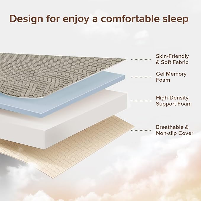 Memory Foam Trifold Mattress - Full Portable Floor Bed 4 Inch, Foldable Mat with Washable Cover, Handle & Non-Slip Bottom, for RV, Travel, Camping, Yoga, 73"x52"x4"