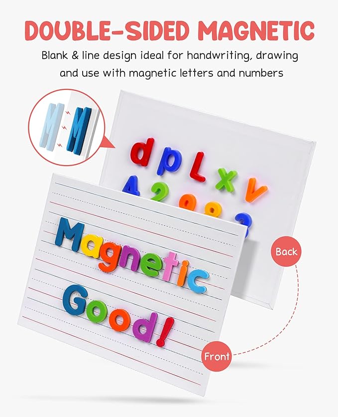 GAMENOTE White Board Dry Erase, Small Magnetic Lined White Board Set, Double Sided Magnet Ruled Lap Boards Whiteboard for Kids and Student Learning Homeschool Classroom, 9x12 Inches (Pack of 6)