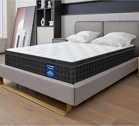 12 Inch Black Full Spring Mattress,Medium Firm with Gel Memory Foam,Individually Pocketed Coil,Fiberglass-Free Fire Retardant CertiPUR-US Certified,75"*54"*12"