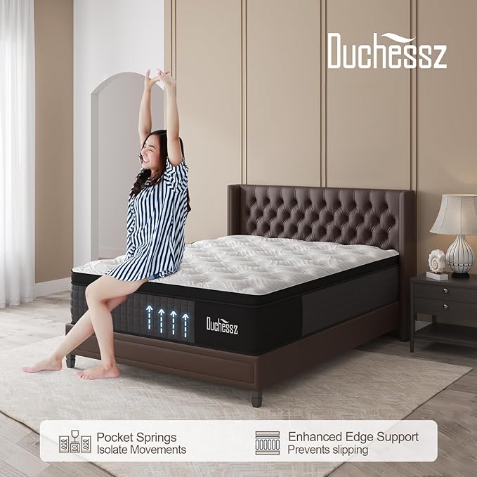 Queen Hybrid Mattress 10 Inch with Gel Memory Foam and Individually Pocket Innerspring Euro Top Mattresses Medium Firm for Motion Isolation, Edge Support