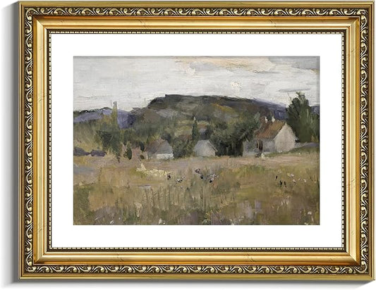 VIYYIEA Gold Framed Wall Art Canvas Print Home Decor Vintage Landscape Art Prints Wall Decor Abstract Serene Countryside Scene Wall Prints Mid Century Modern Decor for Living Room Bedroom 11x14in