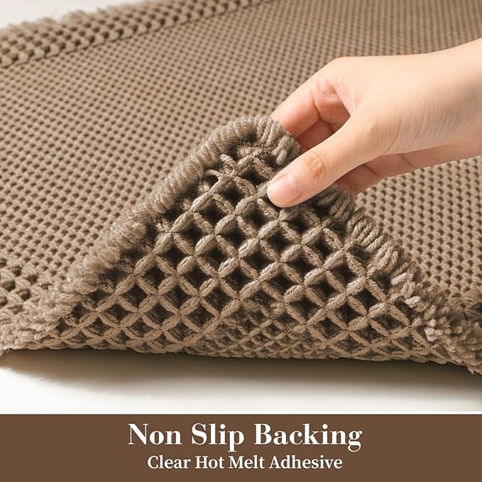RESARE Waffle Bathroom Runner Rugs, Super Absorbent Bath Mat Non Slip Washable Quick Dry, Upgraded Ultra Soft Boho Bath Rugs with Tassels for Hallway Bedroom Laundry Room, 2'x4'(24"x48"), Beige