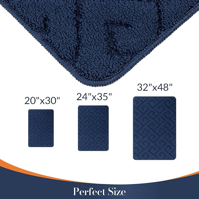 Walensee Indoor Doormat, Front Door Mat for Entrance (20"x32"Navy Blue) Machine Washable Entryway Rug, Non Slip Trapper Door Rugs Absorbent Dirt Low Profile Shoes Scraper Inside Floor Mats