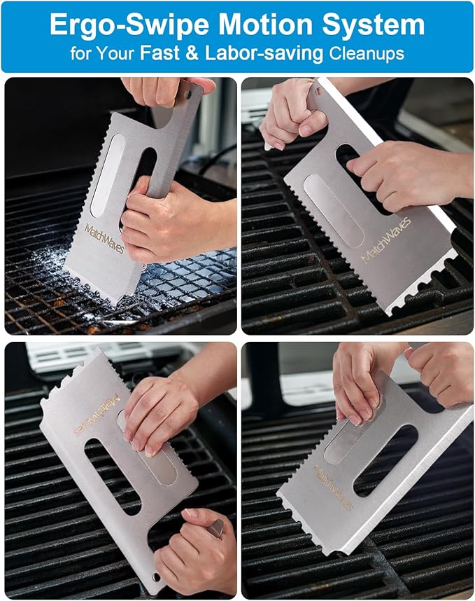 Grill Scraper for Traeger Grills, Stainless Steel Grill Grate Cleaner - Safe Bristle-Free Grill Cleaning Tool