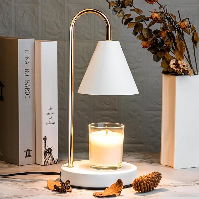 Candle Warmer Lamp with Timer, Electric Lamp Candle Warmer White, Birthday Gifts for Women, Bedroom Western Home Decor, Dimmable Wax Melt Warmer for Scented Wax