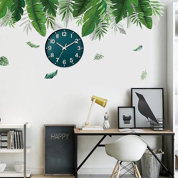 HZDHCLH Green Wall Clocks Battery Operated,12 inch Silent Non Ticking Modern Wall Clock for Living Room Bedroom Kitchen Office Classroom Decor