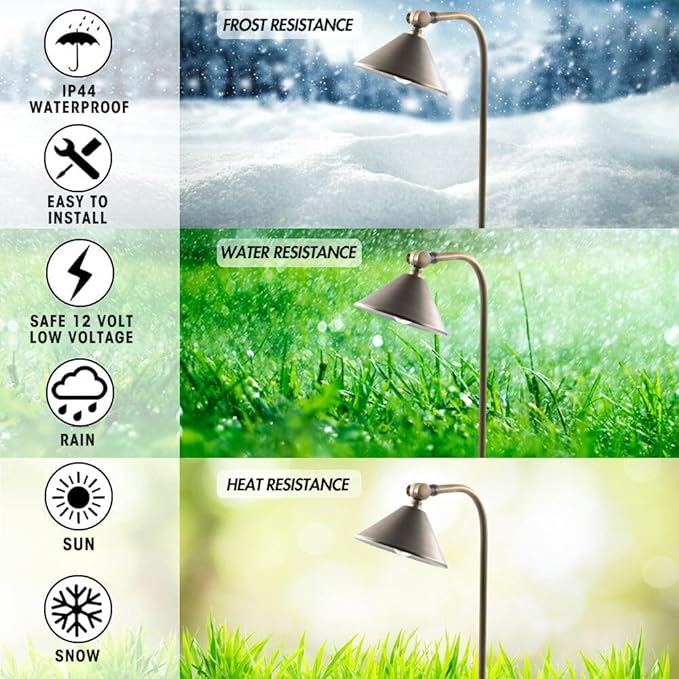 LED Pathway 127 Landscape Light 12V Brass Low Voltage 4W G4 LED Light Bulb Warm White Included Outdoor Mushroom Security Garden Patio Area Light Beautiful Bright Long Lasting (2 Pack)