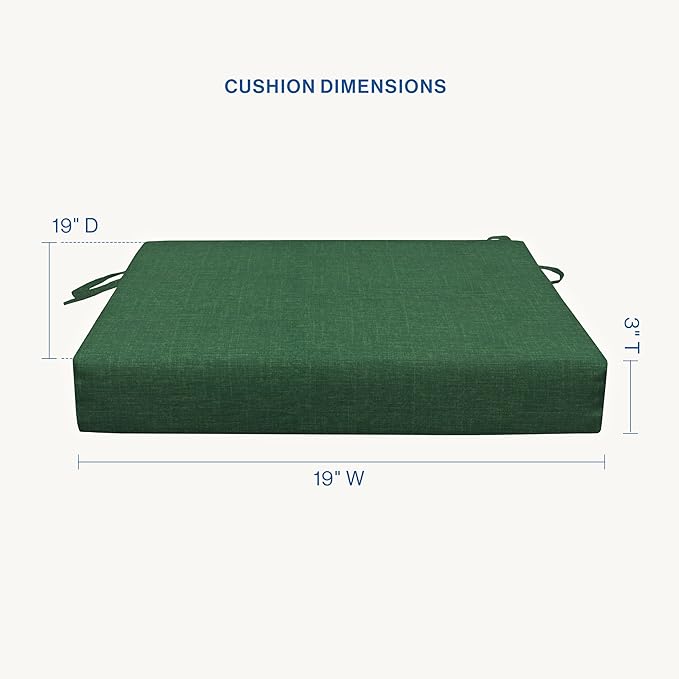 Honeycomb Outdoor Essentials Set of 2 Square Seat Pads, 19 x 19, Hampton Texture Hunter Dining Chair Cushions for Patio Furniture