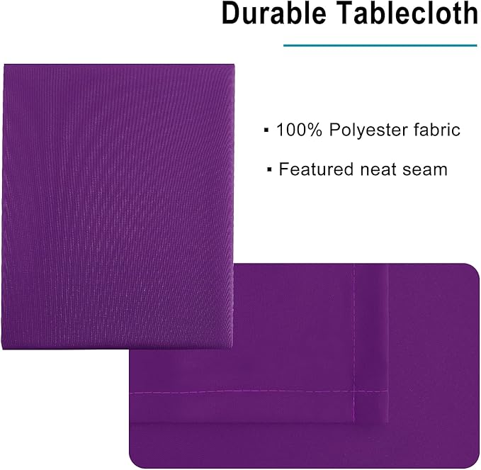 Hiasan Waterproof Tablecloth Rectangle - Washable Fabric Table Cloth for Dining Room Kitchen Birthday Party and Outdoor Use, Royal Purple, 70 x 120 Inch