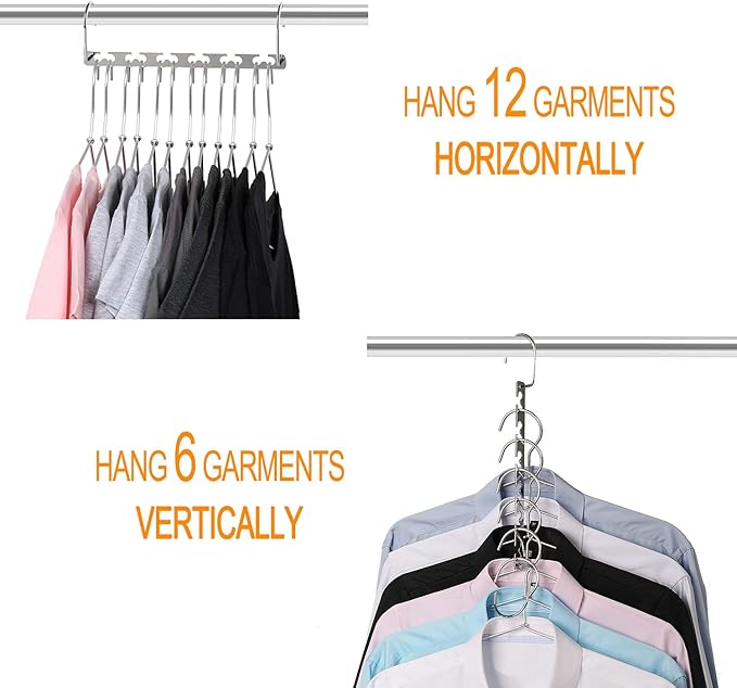 GEFTOL Space Saving Hangers Metal Hanger Magic Cascading Hanger Closet Clothes Organizer(8 Pack)