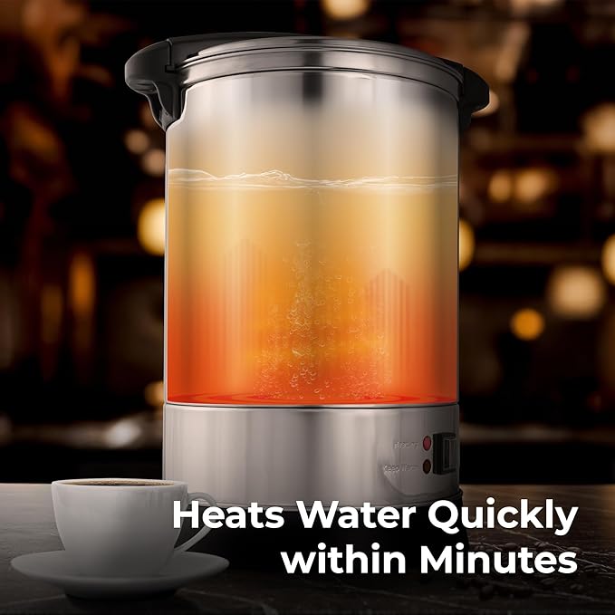 Zulay Commercial Coffee Maker Machine Urn - Large Percolator Pot Dispenser With Double-Wall Stainless Steel, Quick Brew, Stays Hot - Also for Water, Tea, Beverage at Events & Catering - 100 Cup Silver
