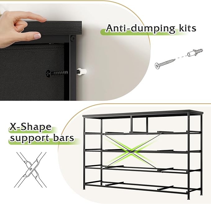 Black Dresser with 13 Fabric Dresser，Tv Stand for Bedroom for 40,50,55 inch Tv,Entertainment Center,Storage Drawers for Living Room, Hallway, Entryway 47.2" Wx 33" H X 11.8" D