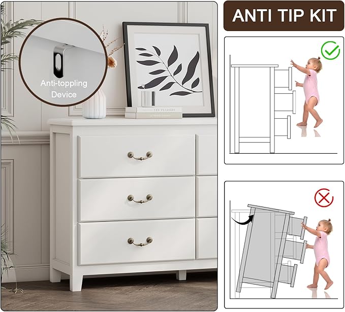 Farmhouse Dresser for Bedroom, Dressers & Chests of Drawers with Large Drawer, Wooden Tall Rustic Dresser for Bedroom