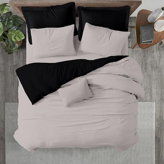 Kotton Culture 1 Pc King Size Duvet Cover Only -100% Egyptian Cotton Sateen 600 Thread Count Ultra Soft Premium Durable Comforter Cover Zipper Closure & Corner Ties (Night's Shadow, King 102"x94")