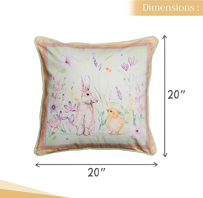Maison d' Hermine Decorative Pillow Covers 20x20 Inch Square 100% Cotton Throw Pillow Covers with Invisible Zipper Cushion Case for Living Room Couch, Chair, Sofas, Bedroom, Home (Easter Zest)