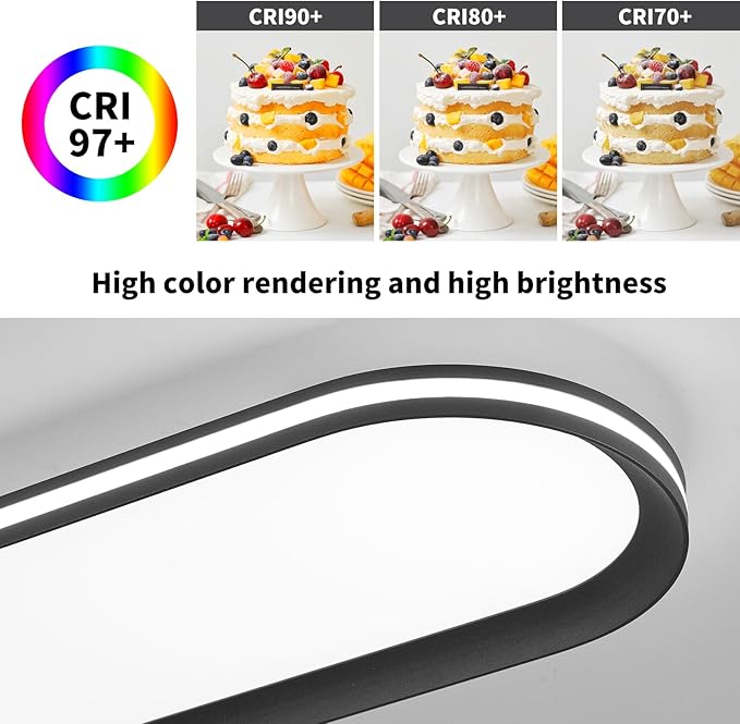 47.1 Inch Metal LED Ceiling Light,Slim, Edge Lit - 65W Full Spectrum Linear Ceiling Lamps,6500K Cool White Modern Ultra Thin Low Profile Light Fixture for Kitchen, Home & Office Hallway