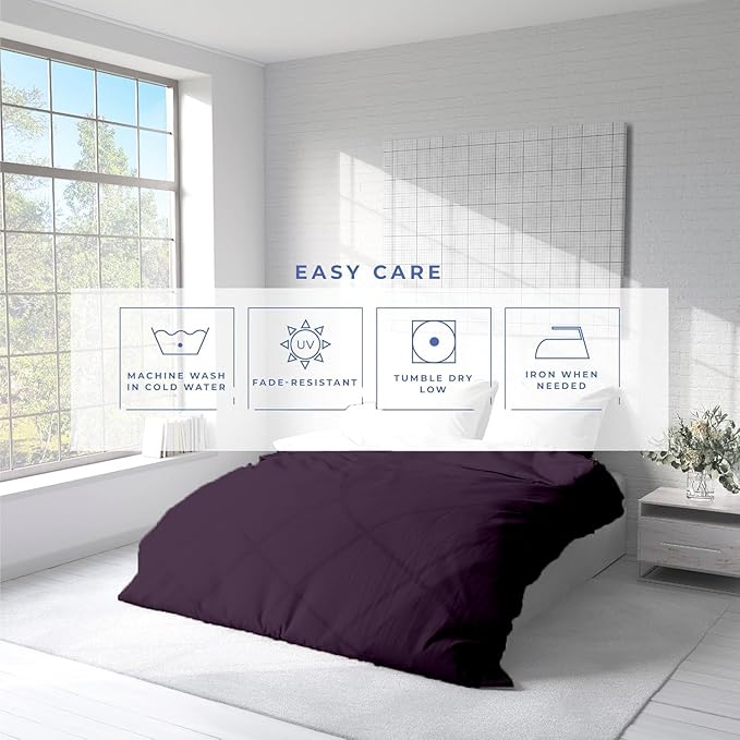 Kotton Culture 3 Pc California King Size Duvet Cover Set -100% Egyptian Cotton Sateen 600 Thread Count Ultra Soft Premium Durable Comforter Cover Zipper Closure & Corner Ties (Plum,104"x98")