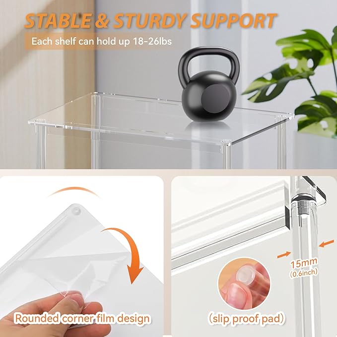 Acrylic Cabinet Organizer Shelf-4 Pack,Stackable Spice Rack Organizer for Cabinet,Clear Shelves for Kitchen Organizers and Storage