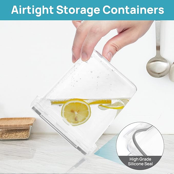 Vtopmart Airtight Food Storage Containers Set with Lids, 15pcs BPA Free Plastic Dry Food Canisters for Kitchen Pantry Organization and Storage, Dishwasher safe,Include 24 Labels, Grey